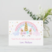 ユニコーンレインボーピンク金ゴールドありがとう サンキューカード (スタンド正面)