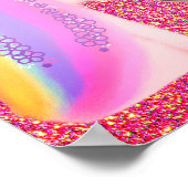 ユニコーンレインボーピンク金ゴールドグリッタースパークルガールズ ポスター (角)