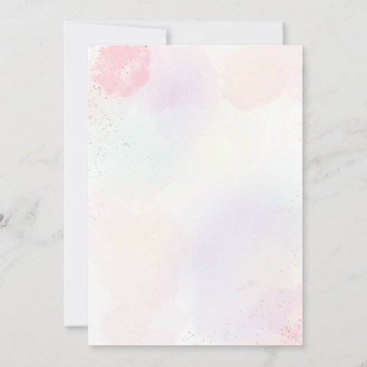 ユニコーンレインボーピンク金ゴールドパステル誕生日 サンキューカード (裏面)