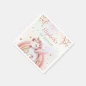 ユニコーンレインボーピンク金ゴールドパステル誕生日 スタンダードカクテルナプキン (角)
