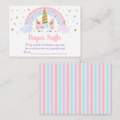 ユニコーンレインボーピンク金ゴールドベビーおむつラッフル エンクロージャーカード (正面/裏面)