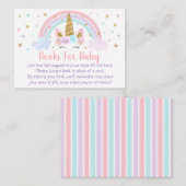 ユニコーンレインボーピンク金ゴールド赤ちゃんシャワーブックリクエスト エンクロージャーカード (正面/裏面)