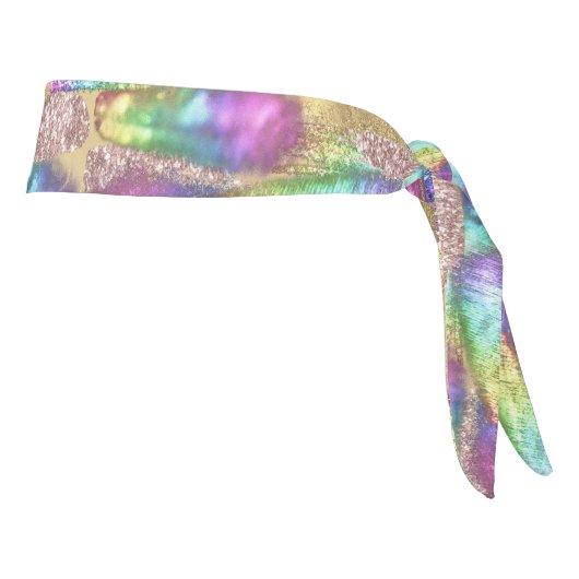 ユニコーンレインボーフェイクゴールデングリッターブラシストローク タイヘッドバンド (回転90)