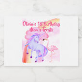 ユニコーンレインボーフラミンゴガールズバースデーパーティママ スパークリングワインラベル (シングルラベル)