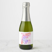 ユニコーンレインボーフラミンゴガールズバースデーパーティママ スパークリングワインラベル (正面)