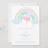 ユニコーンレインボーベビーガール1st誕生日招待状 招待状 (正面)