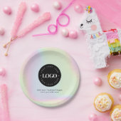 ユニコーンレインボーホログラフィックパステルビジネスロゴ ペーパープレート (パーティー)