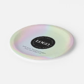 ユニコーンレインボーホログラフィックパステルビジネスロゴ ペーパープレート (アングル)