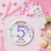 ユニコーンレインボーマジカルカワイエージ誕生日 ペーパープレート (パーティー)
