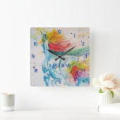 ユニコーンレインボーマジカルガールズチルドレンズルームクロック スクエア壁時計 (ホーム)