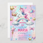 ユニコーンレインボーマジカルデイバースデーパーティー 招待状 (正面/裏面)