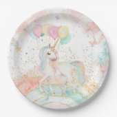 ユニコーンレインボーマジカル誕生日 ペーパープレート (正面)