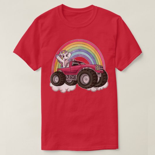 ユニコーンレインボーモンスタートラックビッグカー Tシャツ (デザイン正面)