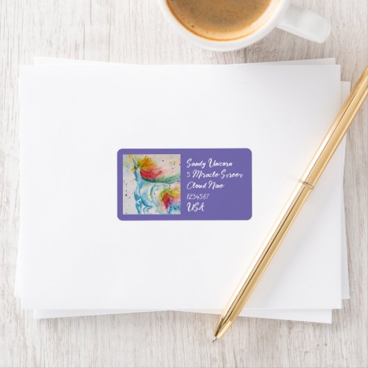 ユニコーンレインボーユニコーンかわいい差出人住所 ラベル (インサイチュ)