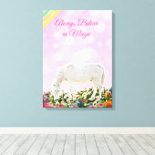 ユニコーンレインボー常信じに魔法ウォールアート キャンバスプリント (インサイチュ (ウッドフロア))