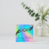 ユニコーンレインボー神秘的な月の星月手ヒーラー スクエア名刺 (スタンド正面)