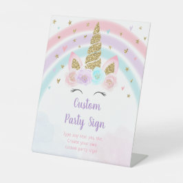 ユニコーンレインボー編集可能誕生日 台座サイン