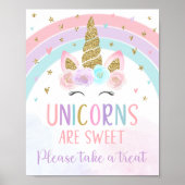 ユニコーンレインボー誕生日トリートサイン ポスター (正面)