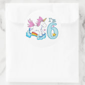ユニコーンレインボー6誕生日 ラウンドシール (バッグ)