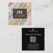 *~*ユニコーンレインボーQRパステルルクースイニシャルAP66 スクエア名刺 (正面/裏面)