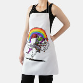 ユニコーンレックスに乗るT恐竜おもしろいの虹 エプロン (インサイチュ)