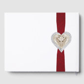 ユニコーンレッドレースリボン結婚のゲストブック ゲストブック (裏面)