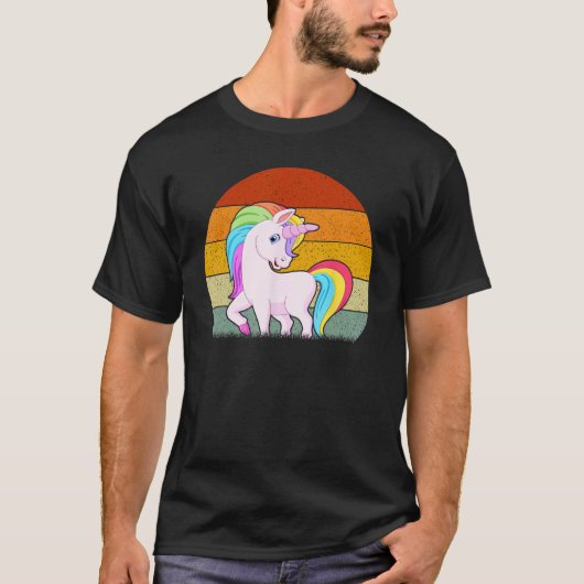 ユニコーンレトロスタイルヴィンテージ Tシャツ (正面)