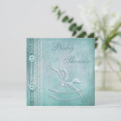 ユニコーンロッキングホース&ヴィンテージレースベビーシャワー 招待状 (スタンド正面)