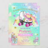 ユニコーンローラスケート誕生日招待状 招待状 (正面/裏面)