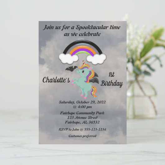 ユニコーン不気味第1誕生日招待状 招待状 (スタンド正面)