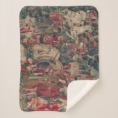 ユニコーン中世アート – ハンターが城に戻る シェルパブランケット (正面)