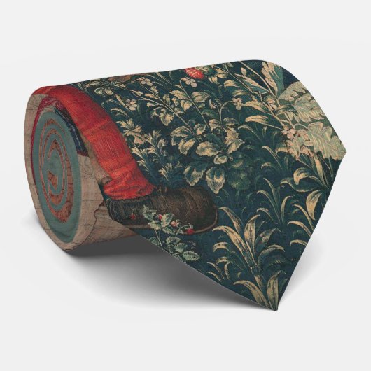 ユニコーン中世アート – ハンターが城に戻る ネクタイ (ロール)