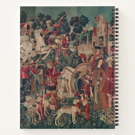 ユニコーン中世アート – 狩人が城に戻る ノートブック (裏面)