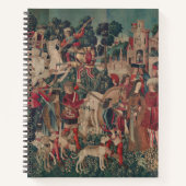 ユニコーン中世アート – 狩人が城に戻る ノートブック (正面)