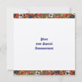 ユニコーン中世ファンタジー花、赤い白いフローラ 招待状 (裏面)