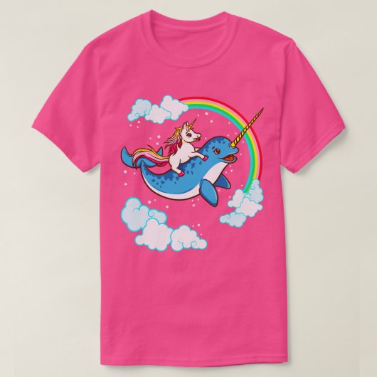 ユニコーン乗馬ナルワルかわいい魔法 Tシャツ (デザイン正面)