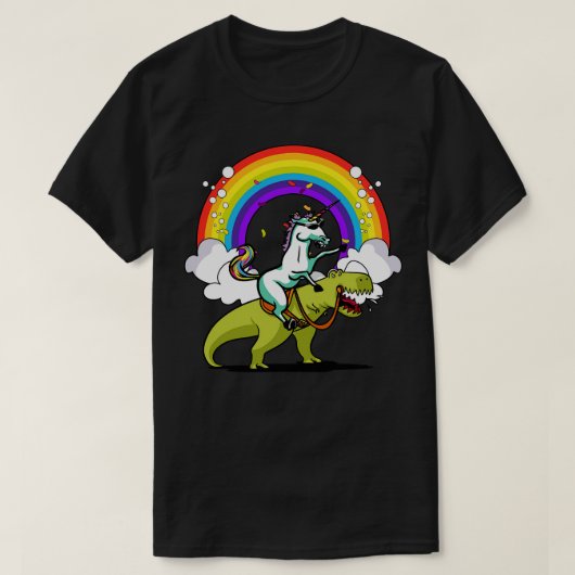 ユニコーン乗馬TRex恐竜パーティー Tシャツ (デザイン正面)