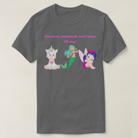ユニコーン人魚と妖精 Tシャツ (デザイン正面)