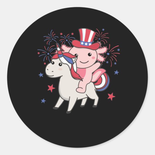 ユニコーン付き軸索7月4日花火 ラウンドシール (正面)