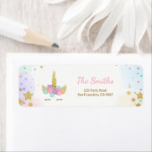 ユニコーン住所 シールピンク金ゴールドマジカルレインボー ラベル (インサイチュ)