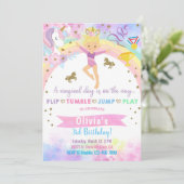 ユニコーン体操ブロンド女の子の誕生日。 招待状 (スタンド正面)