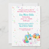 ユニコーン保持バルーン誕生日 招待状 (正面)