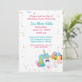 ユニコーン保持バルーン誕生日 招待状 (スタンド正面)