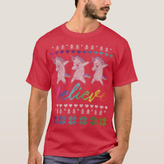 ユニコーン信じダビング醜いユニコーンのクリスマスのSwe Tシャツ