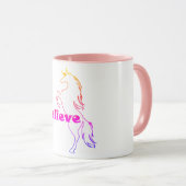 ユニコーン信じデザイン – ピンク11オズコンボマグカップ マグカップ (正面右)