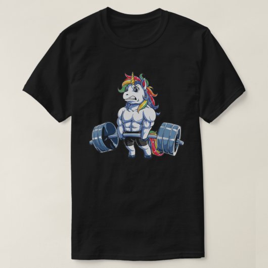 ユニコーン働くユニコーンフィットネスユニコーン Tシャツ (デザイン正面)