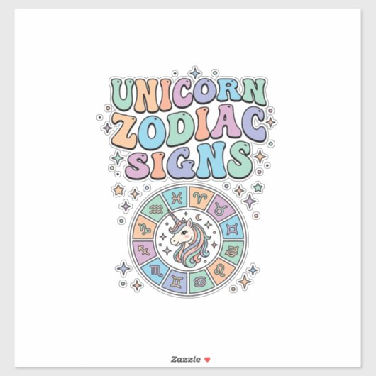 ユニコーン十二星座かわいいベクターデザイン_1 シール (シート)