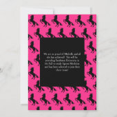 ユニコーン卒業式パーティーピンクとブラック 招待状 (裏面)