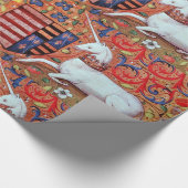 ユニコーン及びアンティークフローラモチーフ ラッピングペーパー (角)