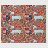 ユニコーン及びアンティークフローラモチーフ ラッピングペーパー (フラット)